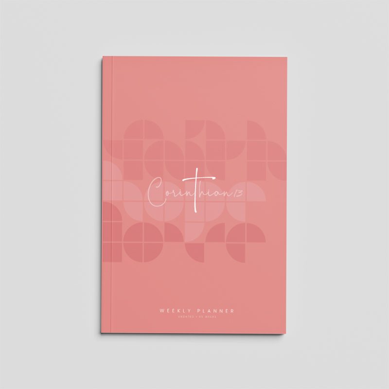 Weekly planner cover: Corinthians 13 in pink