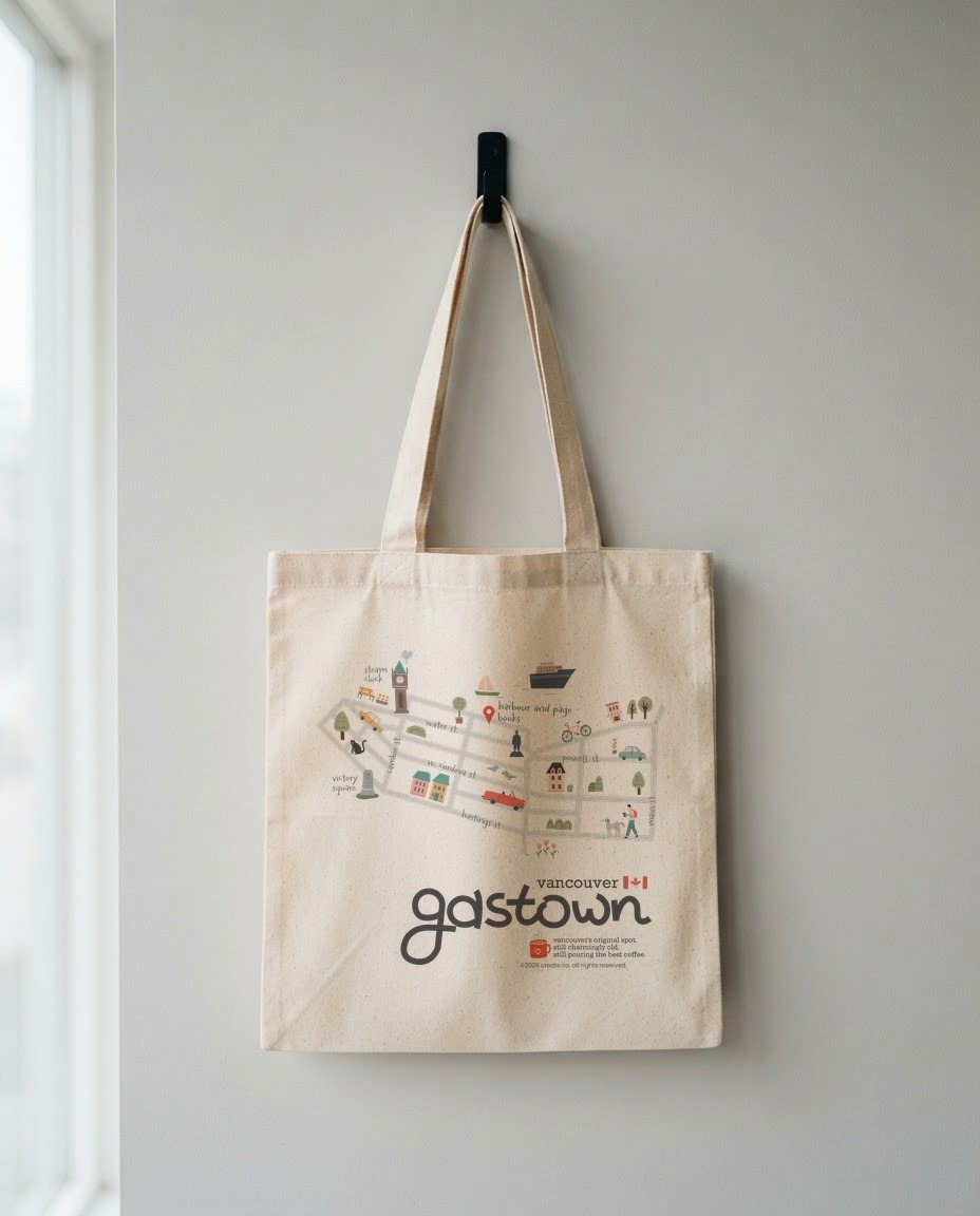Gastown map tote, front